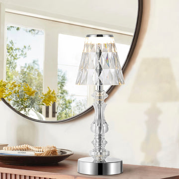 Lillian 12.75" Bohemian Classic Acrylic Rechargeable Integrated LED Table Lamp - JONATHAN Y